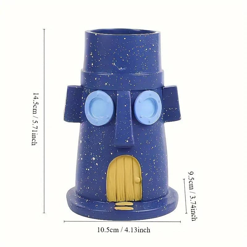 Creative Resin Pen Holder and Desk Organiser - Blue Speckled Face Design - view 3