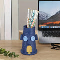Creative Resin Pen Holder and Desk Organiser - Blue Speckled Face Design - view 4