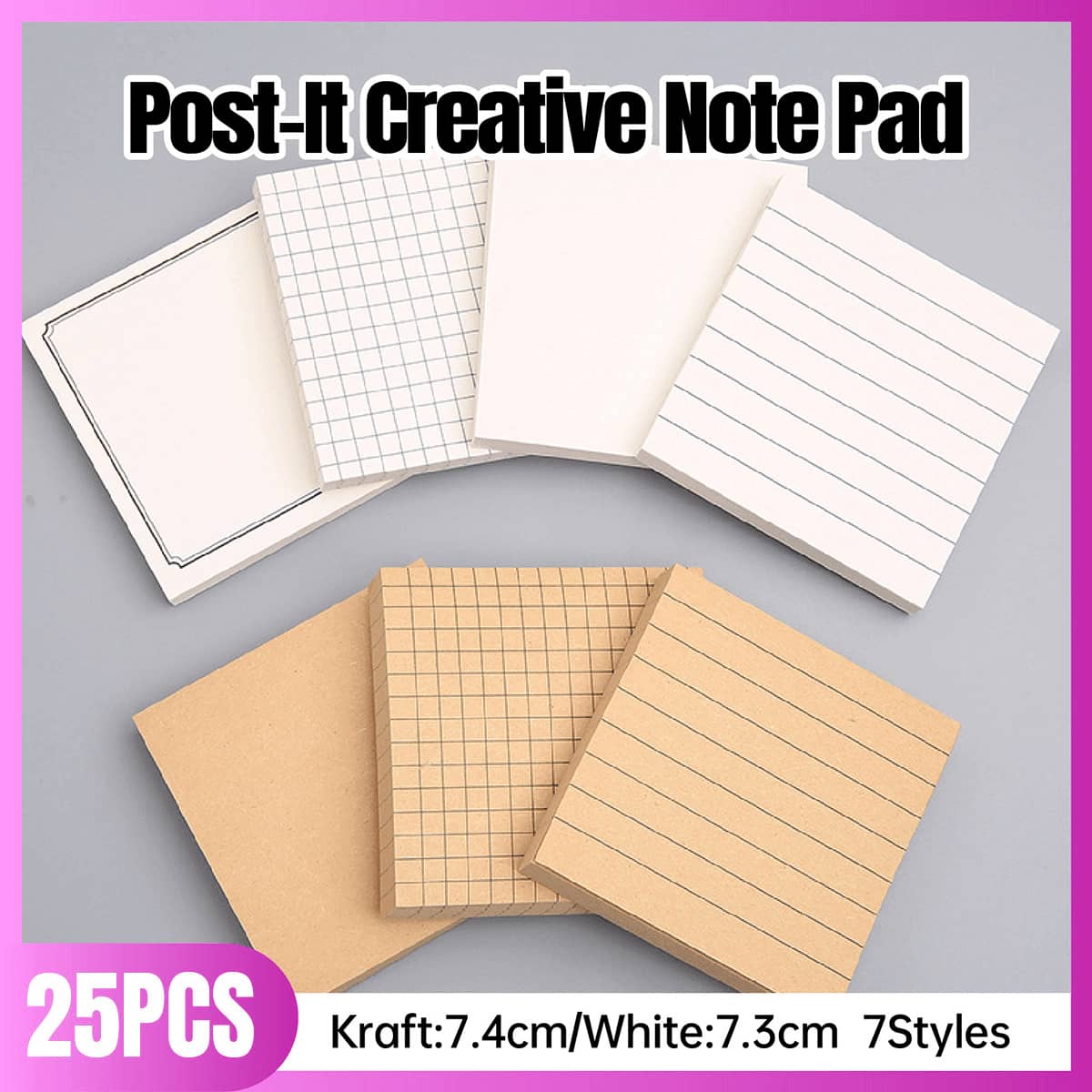 Creative Sticky Notes Tearable Square Note Pads for Students and Office - Void Style, White - view 2