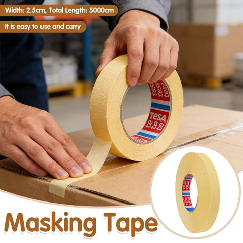 Crepe Paper Masking Tape for Curves, Hand Tearable, No Residue, 2.5 cm x 50 m