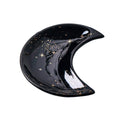 Crescent Moon Ceramic Jewellery Dish and Decorative Plate - Black with Gold Stars and Speckles