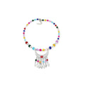 Crescent Moon Pendant Beaded Necklace - Multicolour