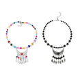 Crescent Moon Pendant Beaded Necklace - Multicolour - view 3