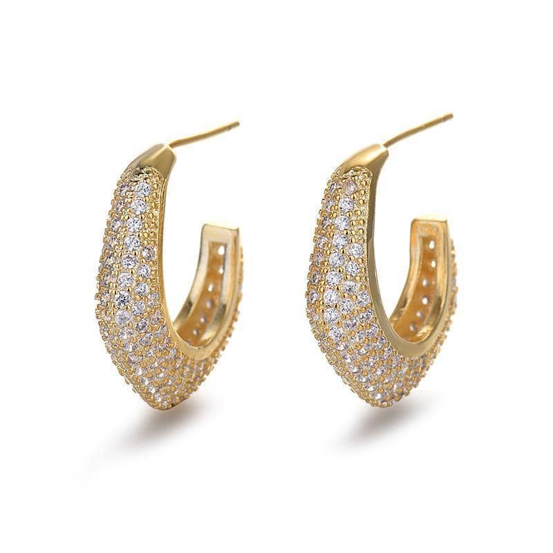 Crescent Moon Stud Earrings for Women, Gold-Tone Zircon Fashion Jewellery - view 2