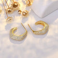 Crescent Moon Stud Earrings for Women, Gold-Tone Zircon Fashion Jewellery - view 4