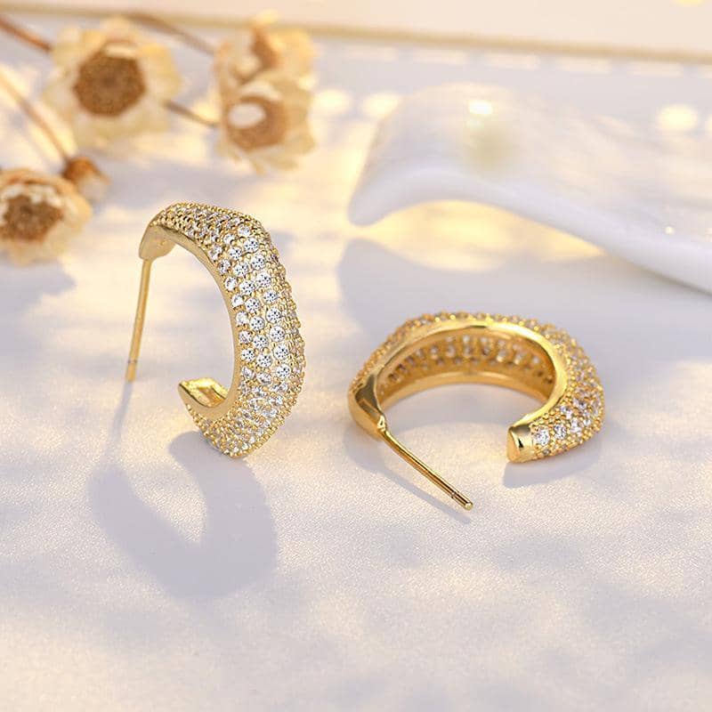 Crescent Moon Stud Earrings for Women, Gold-Tone Zircon Fashion Jewellery - view 5