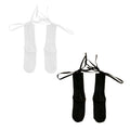 Cross-Tie Lolita Socks for Women, Mid-Calf Cotton - White and Black, 2 Pairs