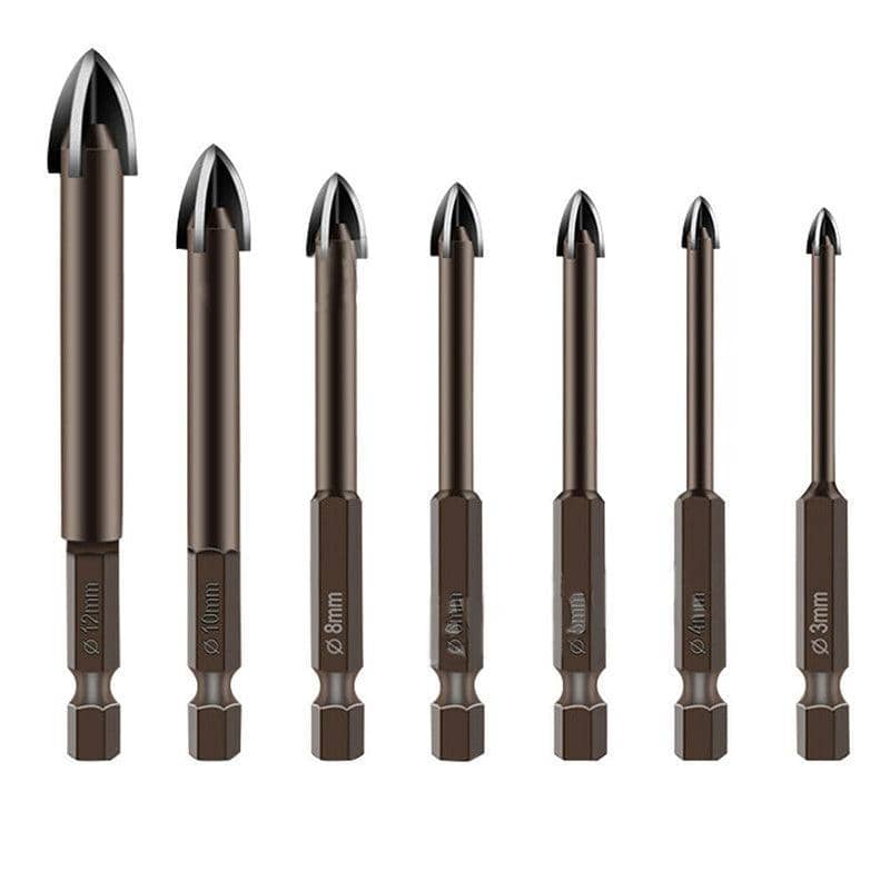 Cross Tip Glass and Tile Drill Bit Set - 7 Sizes from 3 mm to 12 mm - view 2