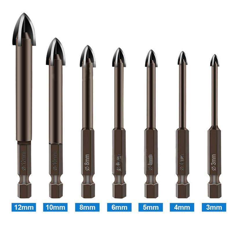 Cross Tip Glass and Tile Drill Bit Set - 7 Sizes from 3 mm to 12 mm - view 4