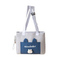 Crossbody Pet Carrier Bag for Cats and Small Dogs - Light Grey and Navy Blue