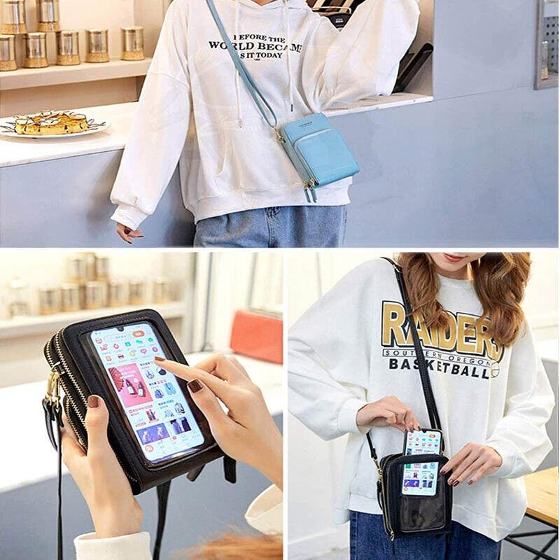 Crossbody Phone Bag Touch Screen RFID Blocking Wallet Purse - Light Purple - view 11