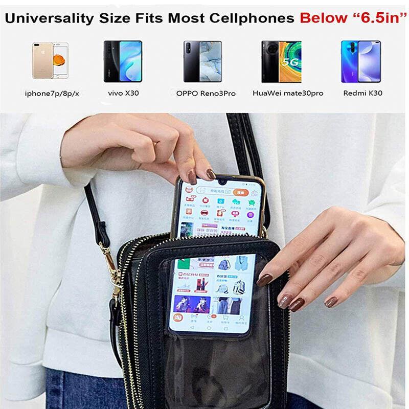 Crossbody Phone Bag Touch Screen RFID Blocking Wallet Purse - Light Purple - view 9
