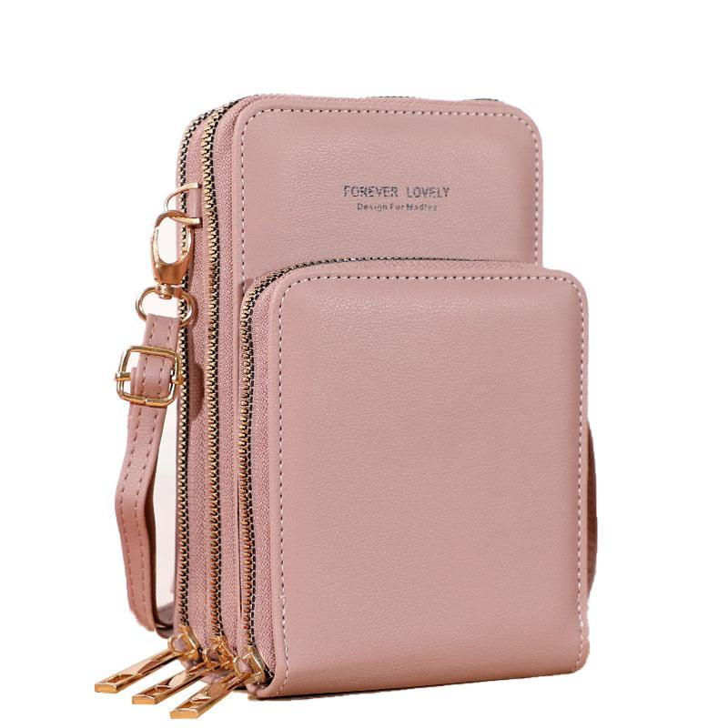 Crossbody Phone Bag Touch Screen RFID Blocking Wallet Purse - Pink Purple