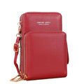 Crossbody Phone Bag Touch Screen RFID Blocking Wallet Purse - Red