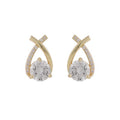 Crossed Zircon Stud Earrings for Women - Gold