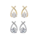 Crossed Zircon Stud Earrings for Women - Gold - view 3