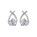 Crossed Zircon Stud Earrings for Women - Silver