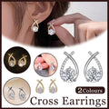 Crossed Zircon Stud Earrings for Women - Silver - view 2