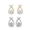 Crossed Zircon Stud Earrings for Women - Silver - view 3