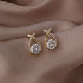 Crossed Zircon Stud Earrings for Women - Silver - view 4