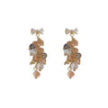 Crystal Bead Drop Earrings - Gold Bow with Peach Beads