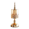 Crystal Glass Candy Jar with Gold Rose Lace Lid, Decorative Storage Jar - view 2