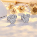 Crystal Mouse Stud Earrings with Bow - Gold - view 4