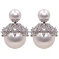 Crystal Rhinestone Pearl Ear Studs Earrings for Women Weddings and Parties - view 2