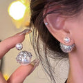 Crystal Rhinestone Pearl Ear Studs Earrings for Women Weddings and Parties - view 3