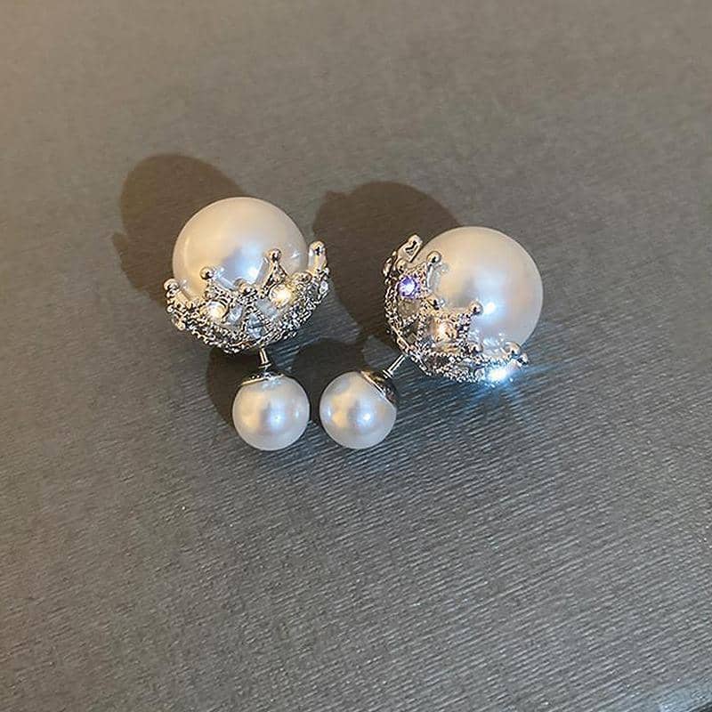 Crystal Rhinestone Pearl Ear Studs Earrings for Women Weddings and Parties - view 5