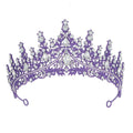 Crystal Rhinestone Tiara Crown - Purple with Clear Crystals