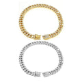 Cuban Chain Dog Collar with Artificial Diamonds - Gold, 50 cm (20 Inch) - view 3