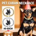 Cuban Chain Dog Collar with Artificial Diamonds - Silver, 50 cm (20 Inch) - view 2