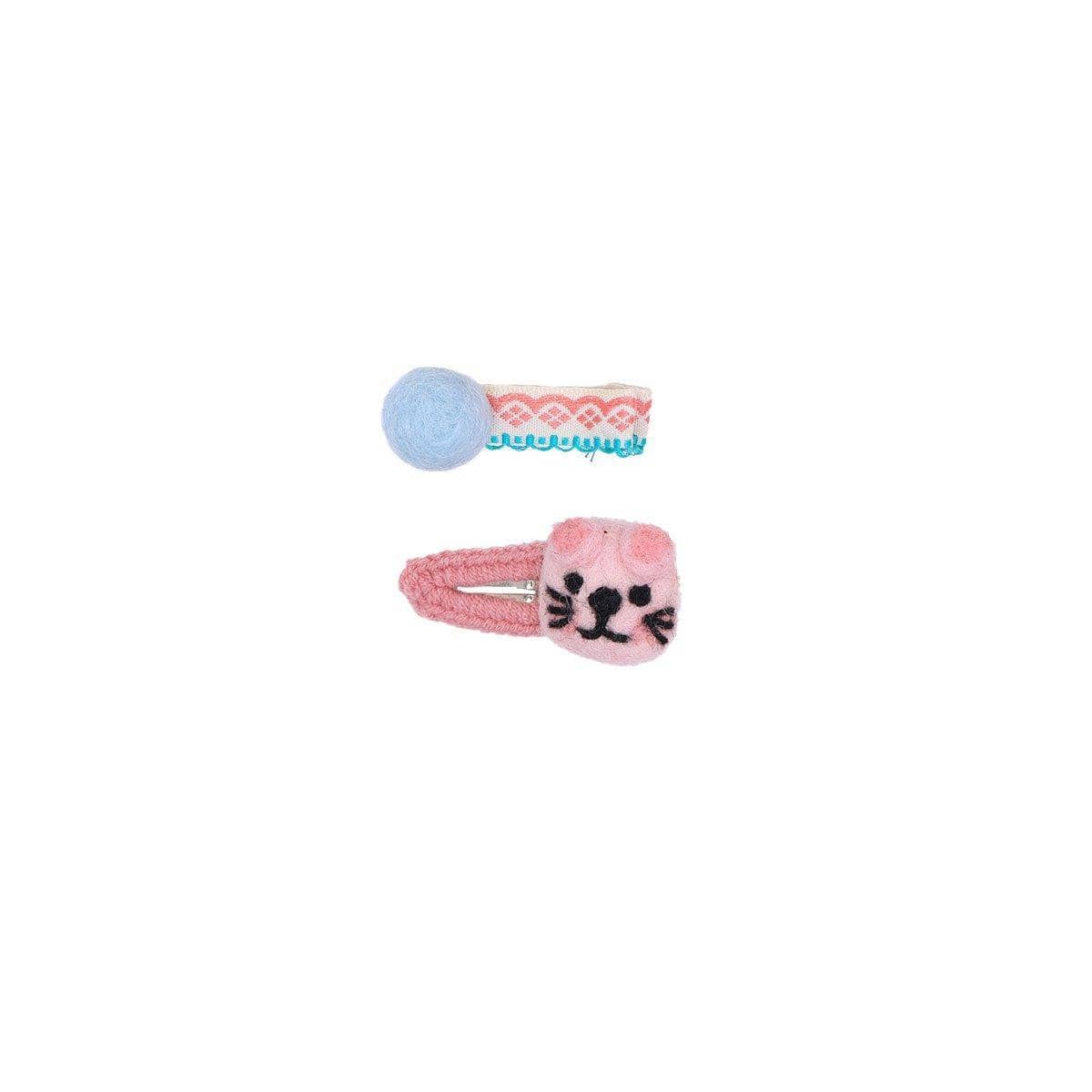 Cube Animal Felt Hair Clips, Pack of 2 - Cat