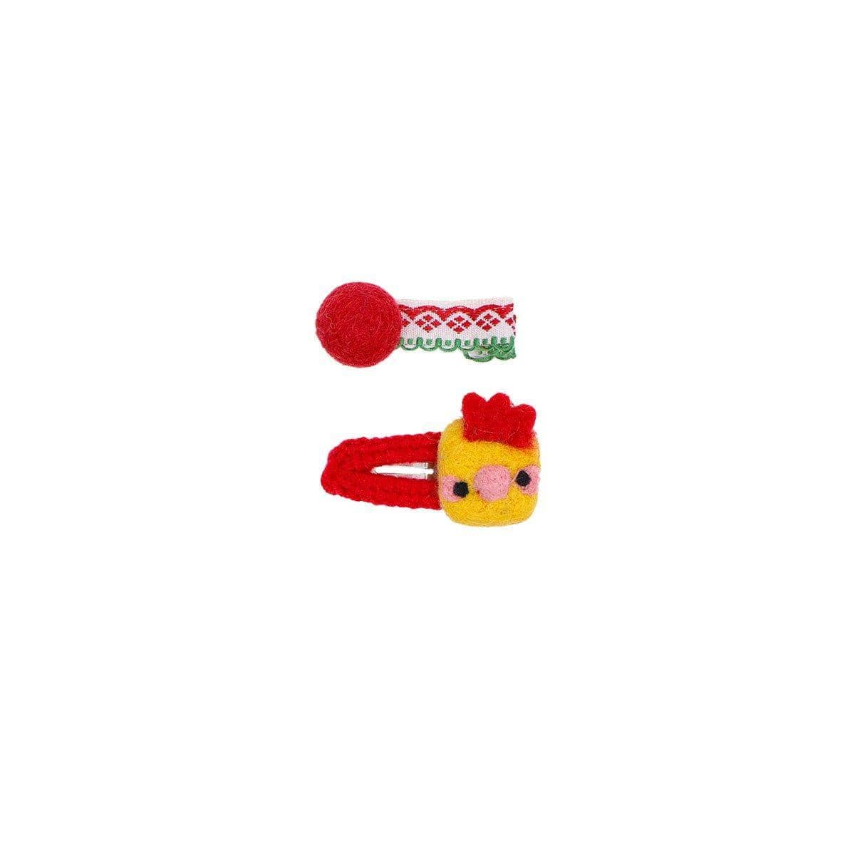 Cube Animal Felt Hair Clips, Pack of 2 - Chick
