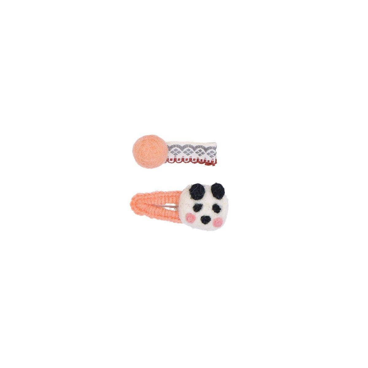 Cube Animal Felt Hair Clips, Pack of 2 - Panda