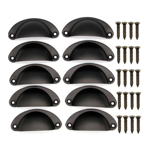 Cup Cabinet Handles, Iron, Pack of 30 - Black