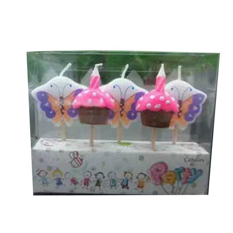 Cupcake and Butterfly Birthday Candles - Cake and Butterfly Design