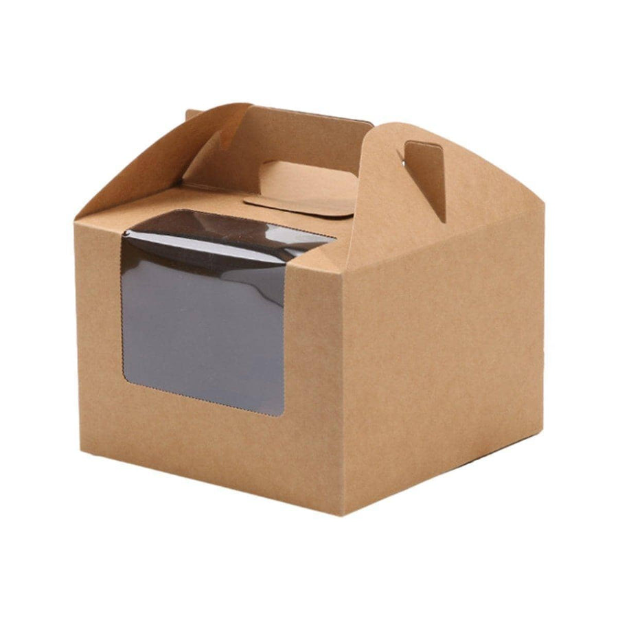 Cupcake Boxes with Window and Handle, Pack of 25 - Brown, 4-Cup