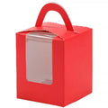 Cupcake Boxes with Window and Handle, Pack of 50 - Red