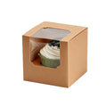 Cupcake Packaging Boxes with Transparent Window, Pack of 50 - Kraft
