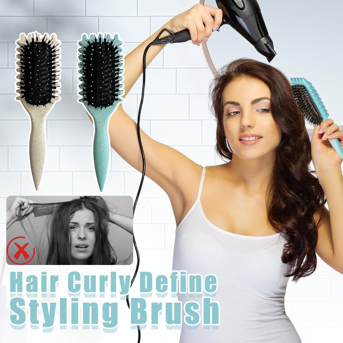 Curl Defining Hair Brush with Ergonomic Handle, 22 x 7.5 cm - Green - view 2