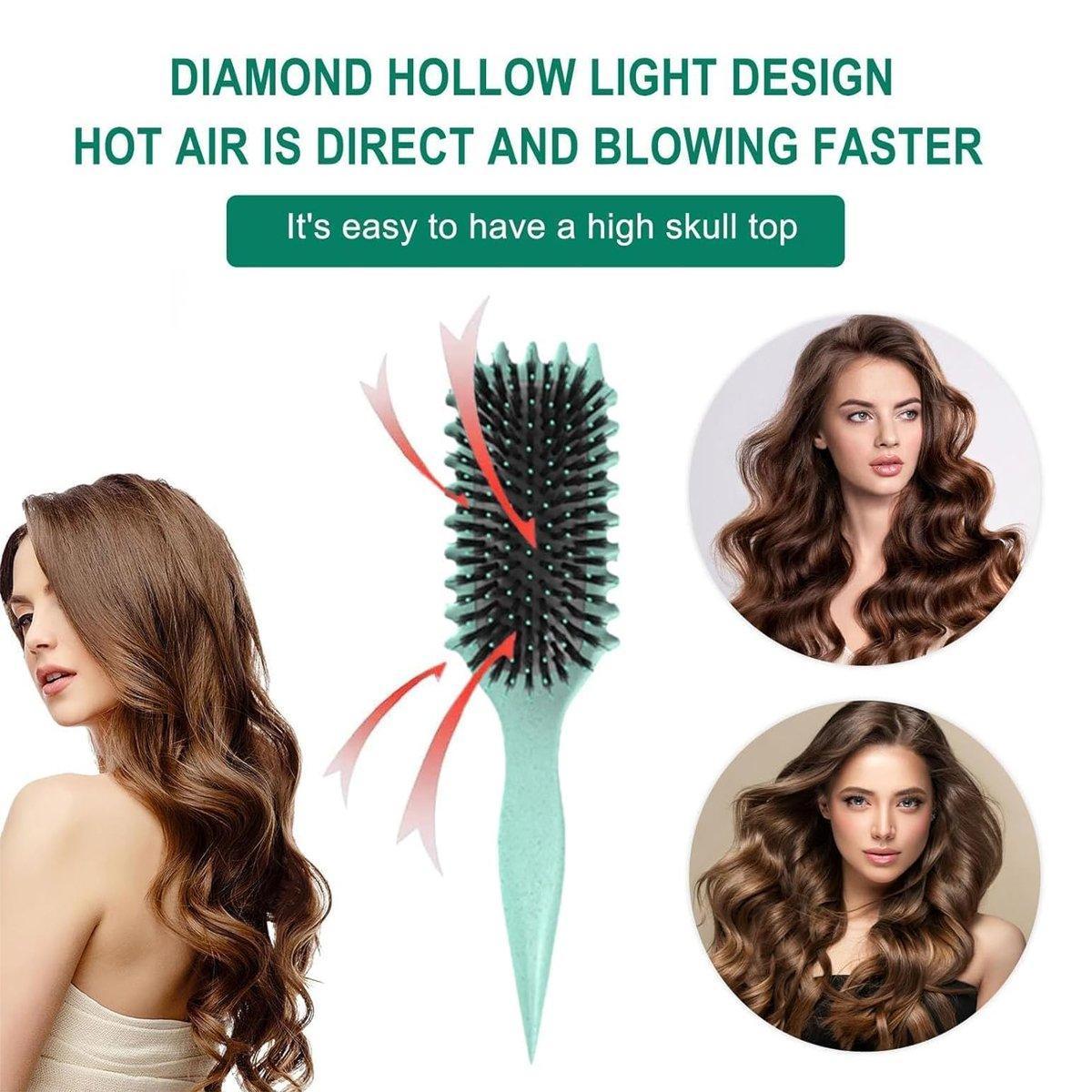 Curl Defining Hair Brush with Ergonomic Handle, 22 x 7.5 cm - Green - view 5