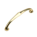 Curved Brass Cabinet Handle, 128 mm Hole Spacing - Gold, 145 mm Long