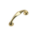 Curved Brass Cabinet Handle, 64 mm Hole Spacing - Gold, 80 mm Long