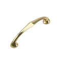 Curved Brass Cabinet Handle, 96 mm Hole Spacing - Gold, 115 mm Long
