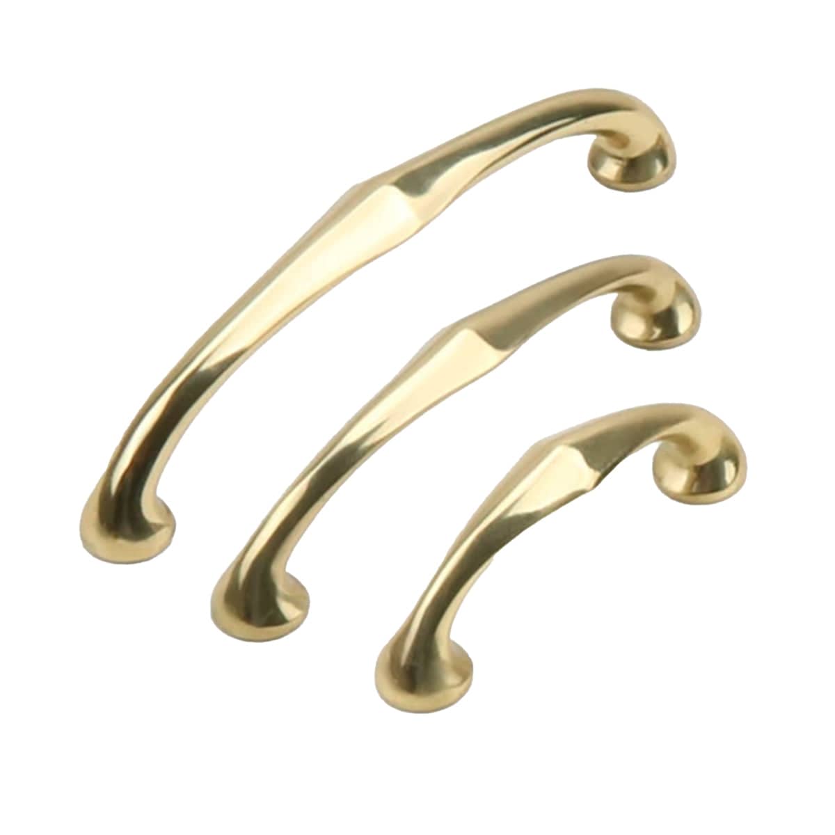 Curved Brass Cabinet Handle, 96 mm Hole Spacing - Gold, 115 mm Long - view 3