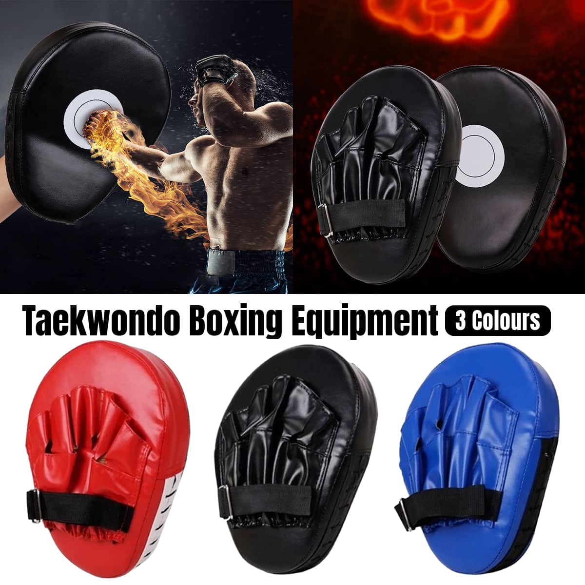 Curved Hand Target Pad for Boxing and Taekwondo, Faux Leather - Red - view 2