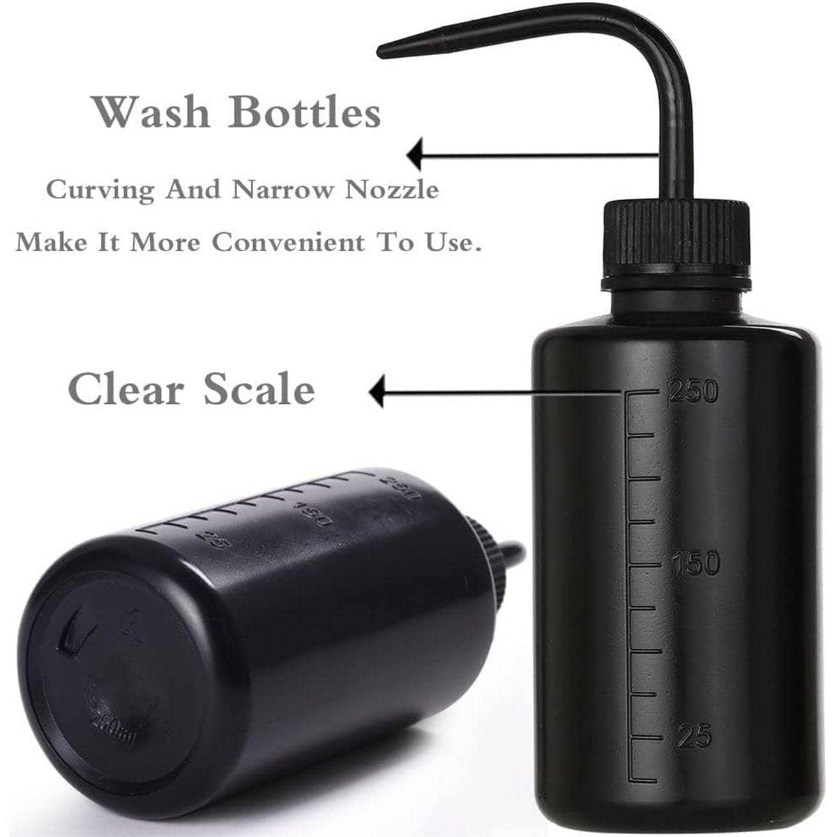 Curved Spout Rinse Bottle 250 ml, Pack of 10 Graduated Squeeze Bottles - view 4