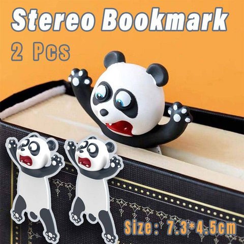 Cute 3D Panda Bookmarks Set of 2 Creative Animal Page Markers for Book Lovers